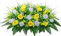 Artificial Cemetery Flowers Saddle-Shaped Tombstone Decorations Non-Fading UV-Resistant（Yellow and white saddle ）