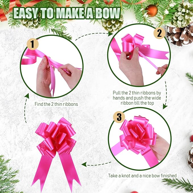 100 Pcs 5 Inch Christmas Pull Bows for Gift Wrapping, Gift Wrapping Pull Bows with Ribbon for Christmas Presents Wedding Decor Basket Bag Holiday Decor(Multicolor)