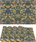 William Morris Vintage Flower Placemats Boho Rural Farmhouse Art Printed Dining Table Mats Set of 4 for Home Kitchen Holiday Picnic Party Decor 12x18in