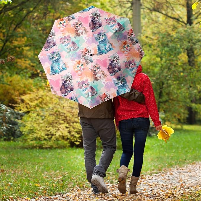 Small Compact Travel Automatic Folding Umbrella for Women, Portable Lightweight, Rain, Wind, UV Sun Shade