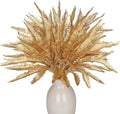 Artificial Gold Ferns Christmas Spray Fake Leave Flower Plant 4 Pcs Faux Floral Boho Decor for Thanksgiving Christmas Wedding Party Bouquet Home Farmhouse Vase Centerpieces
