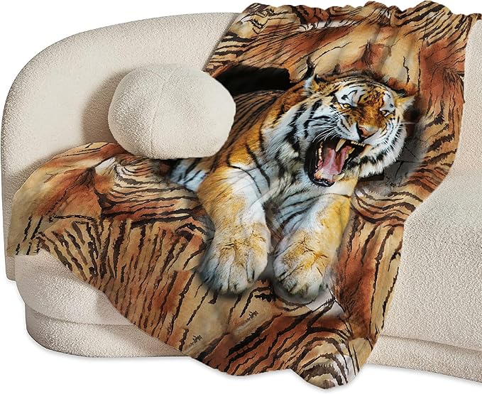 Tiger Throw Blanket - Soft, Warm, Cozy Fleece for Couch, Sofa, Bed - 60"x50" - Kids, Adults