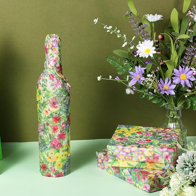 100 Sheet Monet Flowers Tissue Paper, 20''x14'' Botanical Flower Garden Gift Wrapping Paper for Birthday DIY Crafts Baby Shower Wedding Bridal Shower Housewarming Party Supplies