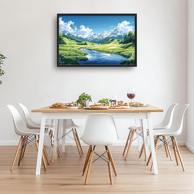 Mountain River Large Wall Art Framed Nature Scenery Wall Decor for Living Room Mountain Landscape Pictures Oversized Canvas Print Painting Modern Extra Large Framed Artwork for Bedroom Office 36"x24"