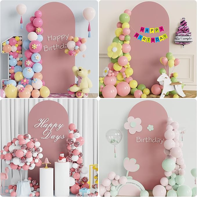 Wokceer 6FT Wedding Arch Cover Spandex Fitted Wedding Arch Stand Covers Round Top Chiara Arch Backdrop Cover for Birthday Party Ceremony Banquet Decoration Light Dusty Rose, COVER 1.8M- ROSEF74-A