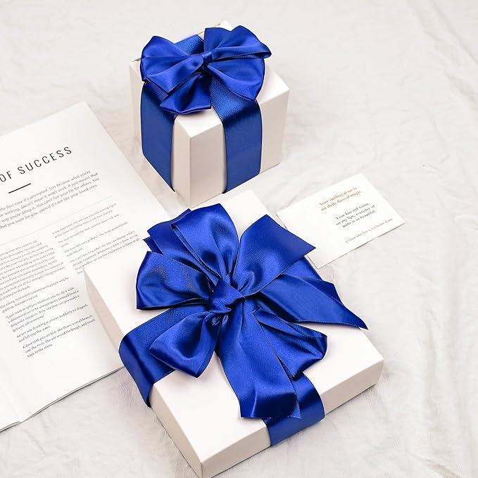 Royal Blue Satin Ribbon, Double Faced 2 Inch X 25 Yards Royal Blue Ribbon, Premium Satin Ribbon for Gift Wrapping, Crafts, Hair Bow Making, Sewing, Flower Bouquet, Wedding Party Decor