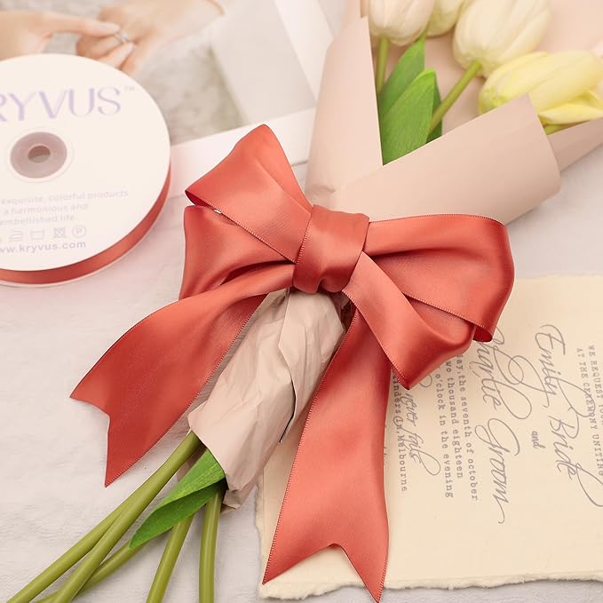 Copper Satin Ribbon, Double Faced 2 Inch X 50 Yards Copper Ribbon, Premium Satin Ribbon for Gift Wrapping, Crafts, Hair Bow Making, Sewing, Flower Bouquet, Wedding Party Decor