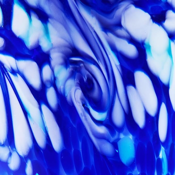 Luxury Lane Hand Blown Cobalt Blue Confetti Art Glass Flower Vase for Home Decor 12 inch Tall Centerpiece Table Decoration