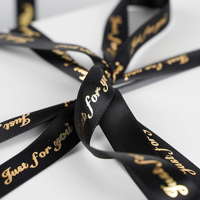 MEEDEE Happy Father's Day Ribbon Fathers Day Decorations Gift Box Wrapping Paper Decor Thank You Satin Thin Ribbon Assorted Black Satin, 5 Rolls with 10 Yards Each Total 50 Yards