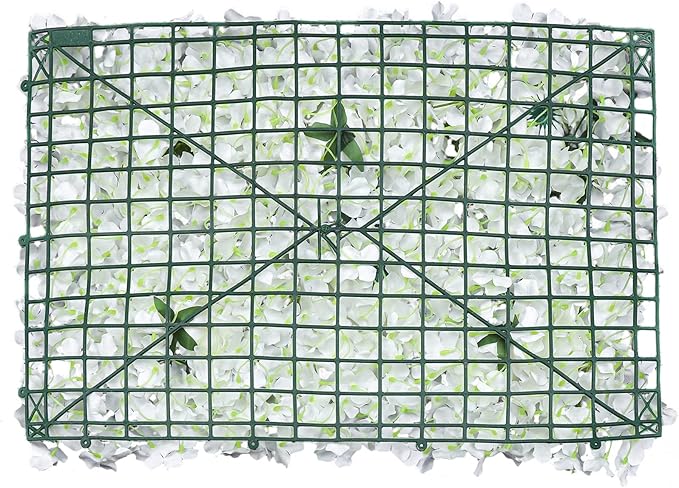 Gdrasuya10 6 Pcs Artificial Flower Wall Panels 3D Flower Background Panel for Wall, 60x40cm Wedding Flower Decorations Wall Silk Rose Panels for Party, Nail, Photo Areas, Stage Background (White)