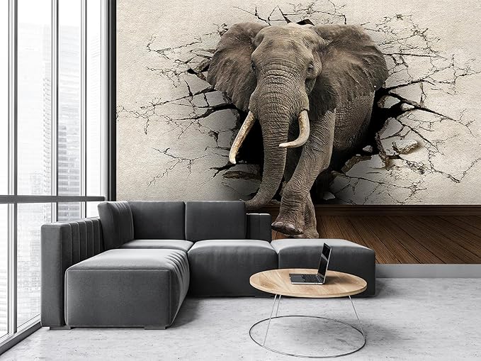 Wall Mural 3D Wallpaper Decoration - Elephant Wallpaper, 103" x 69" (Not Self-Adhesive)