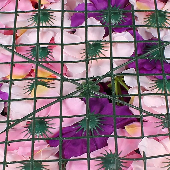 6Pcs 23.62"x 15.74"x 0.79" Artificial Flower Wall Panels,Flower Wall Mat Silk Flower Panels for Outdoor Garden Backyard Fence Fence Privacy Screen and Indoor Wall Decor(Pink+Purple)
