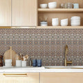 CHGCRAFT 36 Pcs 4 Style Wall Stickers Beige Geometric Peel and Stick Wall Tile Sticker Retro Texture Pattern Waterproof Self Adhesive Stick on Tile Decals for Kitchen Bathroom Art Decor, 4×4 Inch