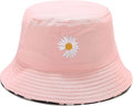 Flower Reversible Bucket Hat Cotton Summer Travel Beach Sun Hats Emboridery for Women Men