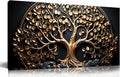 Tree Canvas Wall Art for Living Room Black and Gold Wall Art for Office Modern Art Wall Decor Bedroom Size 20" x 40"