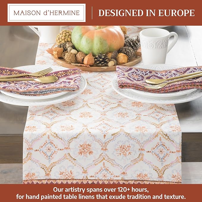 Maison d' Hermine Table Runner 100% Cotton Single Layer Table Runners 48 inches Long for Thanksgiving Christmas Decorations Home Kitchen Dining Party Wedding (Fair Isle, 14.5" x 48")
