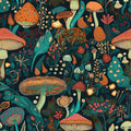 Dark Green/Brown/Teal Blue Mystical Forest Mushroom Peel and Stick Wallpaper Easy Peel Off Contact Paper Stick on Adhesive Wall Paper for Bathroom Waterproof Renter Friendly