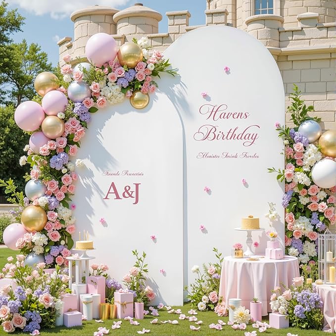 White Arch Backdrop Cover Set of 2 Birthday Party Arch Covers 7.2 and 6ft Wedding Arch Cover Stretchy Backdrop Bridal Baby Shower Birthday Arch Covers Spandex