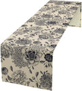 Black White Flower Table Runner,Vintage Wildflower Decor Table Runner for Home Kitchen Table Dining Indoor Outdoor Party Decor 13x90 Inch