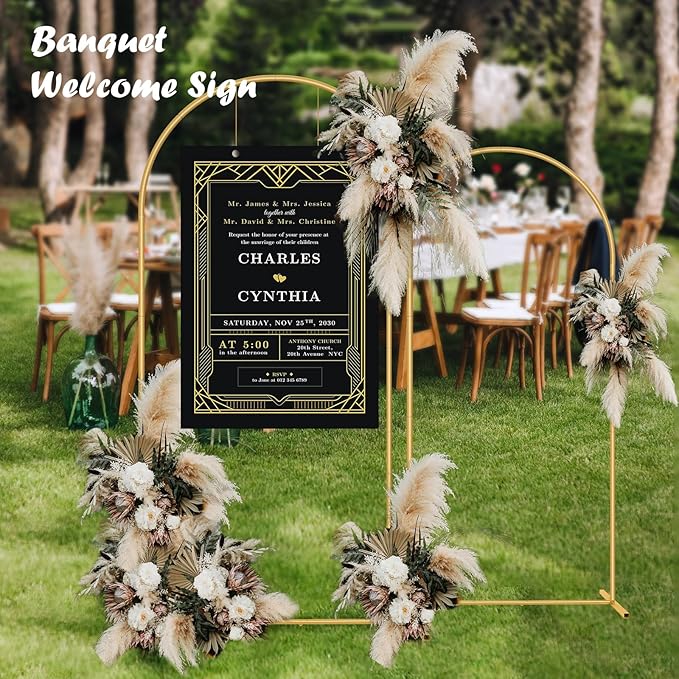 Metal Arch Backdrop Stand 7.2FT+6FT Wedding Arch Backdrop Stand Set of 2 Gold Arch Backdrop Stand for Party Wedding Ceremony Baby Shower Birthday Floral Balloon Decration