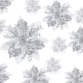 24 Christmas Glitter Artificial Poinsettia Flowers Xmas Poinsettia Artificial Wedding Flowers Decorations Xmas Tree Ornaments with Clips for Party Favors, 6 Inch, 4 Inch, 3 Inch (Silver)