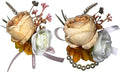 Corsage and Boutonniere Set Corsage Wistlet Burnt Orange Corsage Wrist Artificial Flower Perfert for Proms | Weddings for Bride,Bridesmaids, Groom,Groomsmen Decor (Burnt Orange)