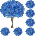 Hollyone 6 Pcs Blue Hydrangea Artificial Flowers Heads with Stems Silk Faux Hydrangea Navy Blue Fake Flowers for Home Indoor Outdoor DIY Floral Wedding Flower Bouquets Kitchen Table Centerpiece Decor
