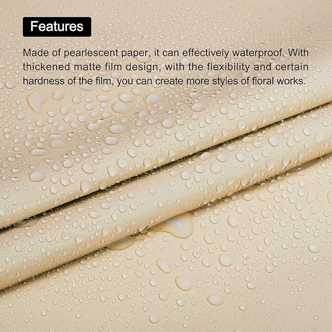 MECCANIXITY 20 Pcs Flower Wrapping Paper 22.8x22.8 Inch Waterproof Florists Wrapping Paper for Florist Bouquet Supplies, DIY Crafts, Gift/Gift Box Packaging Khaki