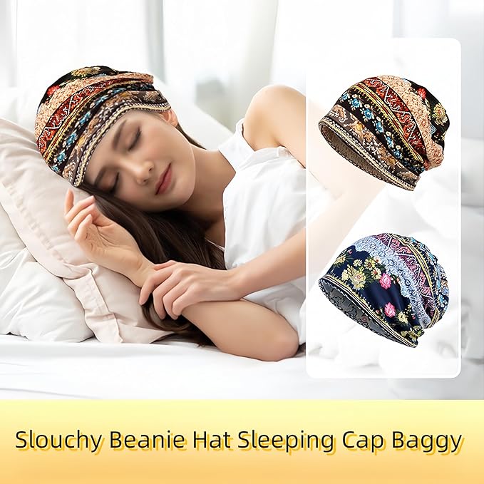 Women's Slouchy Beanie Hat Chemo Caps Cancer Headwear Hats Turban Baggy Sleeping Cap Boho Hats