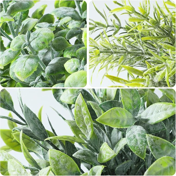 3 Pack Life-Like Potted Fake Plant, Artificial Plants Indoor, Artificial Frost-Hung Green Plants,Eco-Friendly Gray Pot, No Need for Maintenance，Ideal Decor for Home and Office