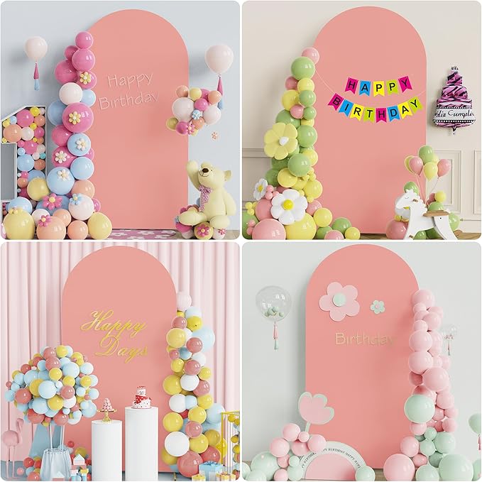 Wokceer 6.6FT Wedding Arch Cover Spandex Fitted Wedding Arch Stand Covers Round Top Chiara Arch Backdrop Cover for Birthday Party Ceremony Banquet Decoration Dusty Rose