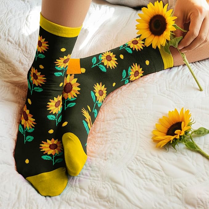Sunflower Gifts for Women - Sunflowers Themed Socks, Ideal Gifts for sunflower Lovers, Perfect Socks for Women, Unique Stocking Stuffers, Ideal Gift For Birthday and Christmas