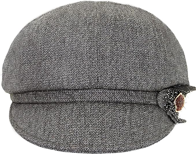 Women Retro Classic Visor Newsboy Cabbie Cap Beret Hats with Flower Buckle for Woman Ladies