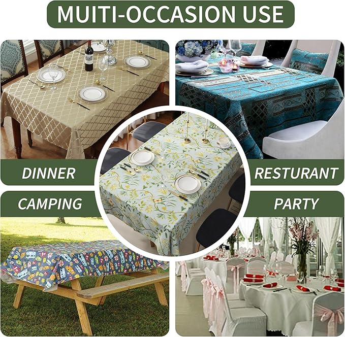 Rectangle Table Cloth,100% Waterproof Tablecloth Oil Proof Spill Proof Vinyl Table Cloth, Wipe Clean Plastic Table Cover for Dining, Camping, Indoor and Outdoor 54" x 120",Leaves