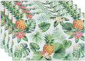 Pineapple Placemats Set of 4 Tropical Palm Leaves Plants Table Mats Washable Place Mats for Home Party Indoor Kitchen Dining Table Decoration 12x18 Inch