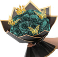 Waipfaru Glitter Roses Bouquet, DIY Fake Flowers Bouquet, Birthday Gifts for Women Mom, 24 Pcs Dark Green Rose for Wife Girlfriend Valentines, Mothers Day, Anniversary, Graduation