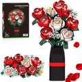 OKKIDY Roses Flowers Bouquet Building Set for Adults with Vase, Red Rose Artificial Flower Botanical Collection Plant Toy Kit, for Her Women Wife Mom, Home Decor(841PCS)