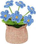 Crochet Flower Plant, Empathetic Flower Gift for Women & Men, Perfect for Birthday, Christmas, Mother's Day, Desk Decor, Birthday Decorations, Kids Party Decoration. Blue Myosotis.