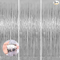 Keyali 3 Pack 3.3 * 8.3 ft Foil Curtain Metallic Tinsel Fringe Curtains Photo Booth Props Backdrop for Birthday Wedding Engagement Baby Shower Christmas Holiday Celebration Partyl,Silvery