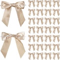Champagne Satin Ribbon Twist Tie Bows 5 Inch Pre-Tied Champagne Gold Gift Bows for Crafts, Treat Bags, Party Favors, Wedding, Baby Shower, Candy Apple, Christmas Tree (36 Pack)