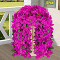 Artificial Bougainvillea Flowers for Outdoor Plant,12 pcs Faux Hanging Flowers Bougainvillea for Outside Decoration,Fake Silk UV Resistant Vines for Front Door Porch(Fuchsia)