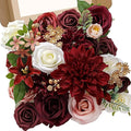 Serwalin Artificial Flowers, Burgundy Pink Flowers Fake Silk Flowers for DIY Wedding Bridal Bouquets, Wedding Cake Flowers for Table Centerpieces Bridal Shower Birthday Party Home Fall Decor