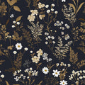 Dark Floral Wallpaper Peel and Stick 17.5in x 197in Vintage Navy Gold Leaf Wallpaper Vinyl Waterproof Self-Adhesive Dark Blue Botanical Wall Paper Mural for Bookcase Bedroom Cabinet Decor