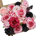 Serwalin 2PCS Artificial Flowers Black Hot Pink Fake Silk Flowers for DIY Wedding Bouquets, Wedding Cake Flowers for Table Centerpieces Baby Shower Birthday Party Home Decorations