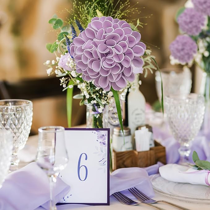 Artificial Flowers, 25pcs Realistic Artificial Rose for DIY Wedding Bouquets Centerpieces Arrangements, Purple Dahlia Flowers with Stem for Bridal Shower Party Home Decorations