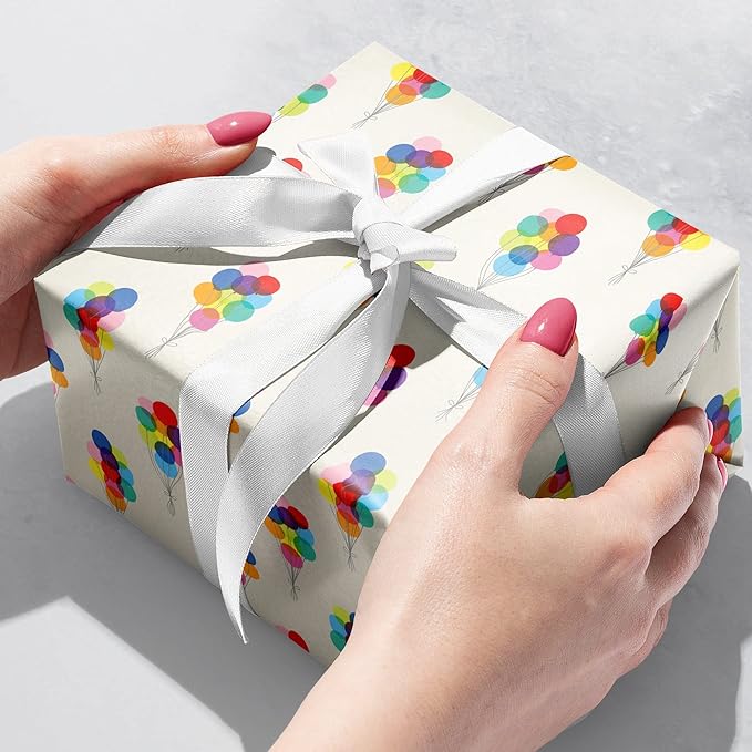 Jillson Roberts Bulk Gift Wrap, Everyday Gift Wrapping Supplies, Bunch of Balloons, 1/2 Ream 417 feet x 30 inches