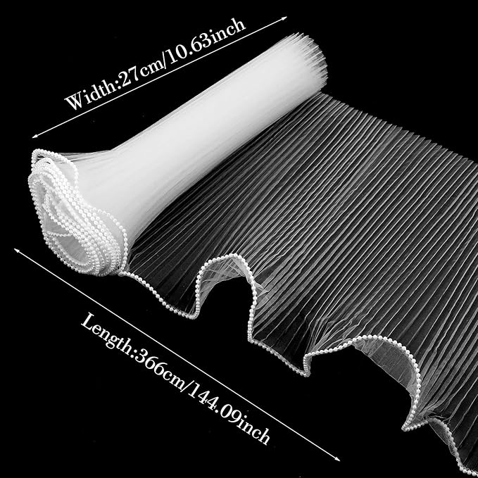Ymapinc Pearl Mesh for Bouquets, 4 Yard White Floral Mesh Paper, Pearl Wrapping Paper for Bouquet Bride Wedding Gift Packaging Mother's Day - Wrinkled Translucent Design (144x10.63inch)