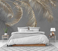 Wall Mural - 3D Wallpaper Decoration, Grey Palm Leaf, 155" x 103" (Not Self-Adhesive)