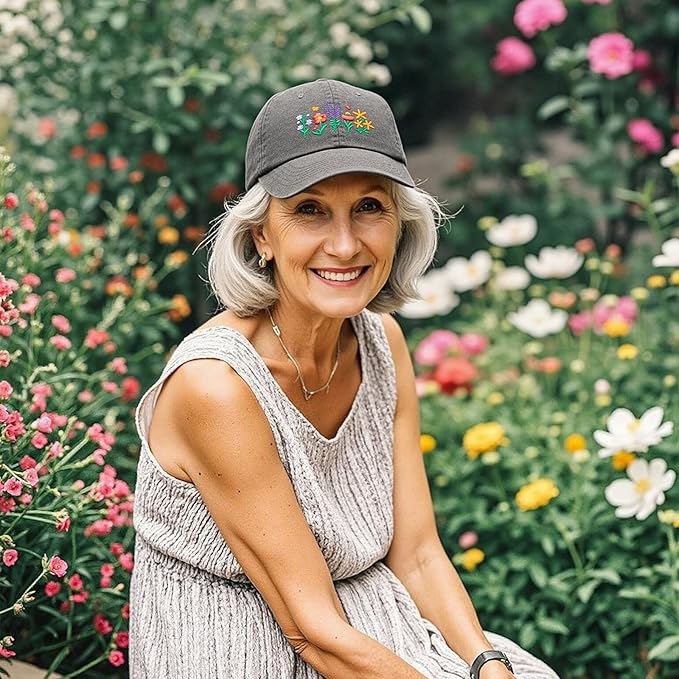 Gardening Gifts for Women, Christmas Birthday Gifts for Gardeners Woman, Adjustable Embroidered Flower Garden Hats