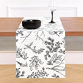 Solino Home 100% Pure Linen Christmas Table Runner 120 Inches Long - Black/White Table Runner 14 x 120 Inch - Handcrafted and Machine Washable - Winter Forest Print